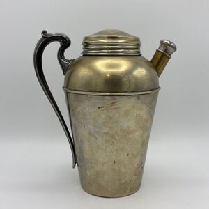 COCKTAIL SHAKER VINTAGE PARTY DRINK MIXER NICKEL SILVER SCREW LID ART DECO WEAR